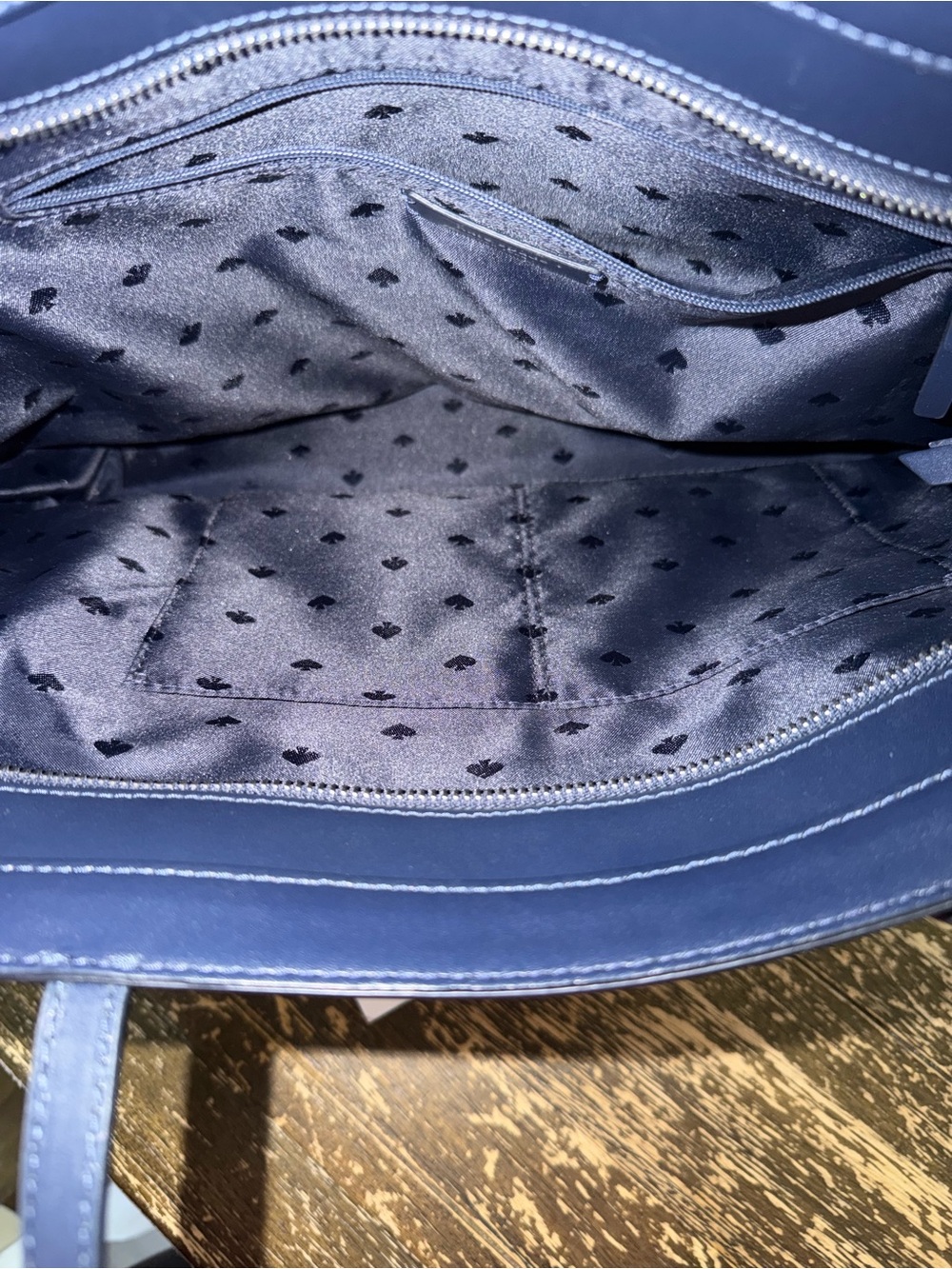 kate spade Navy and grey  Striped Shoulder Tote - Picture 5 of 6
